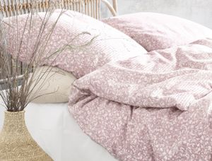 Irisette Soft-Seersucker Bettwäsche Easy 8444-60 rosa 100% Baumwolle Bügelfrei, GRÖßENAUSWAHL:135x200 cm + 80x80 cm