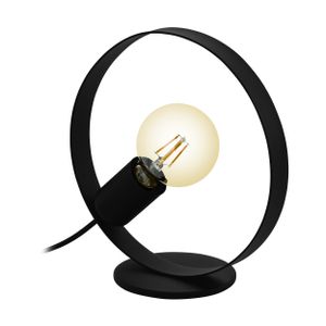 EGLO Tischlampe Frijolas, Tischleuchte industrial, minimalistisch Nachttischlampe aus Metall in Schwarz, Wohnzimmerlampe, Lampe mit Schalter, E27