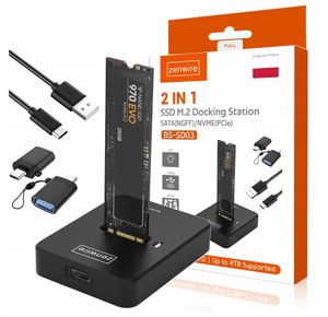 M2 NVME/SATA SSD Adaptér Kryt šachty jednotky M.2 USB-C 10 GB/s Zenwire