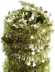 Weihnachts-Lametta-Sterngirlande Goldfarben glänzend 7 Meter - Kunststoff