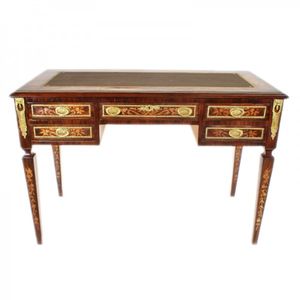 Casa Padrino Empire Schreibtisch Mahagoni Intarsien / Gold - Barock Sekretär Luxus Möbel