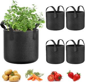 4pcs 5 Gallon Pflanzsack Vliesstoff Pflanze Wachsende Tasche Atmungsaktiv Pflanztasche mit Griffe für Kartoffeln, Tomaten und Erdbeeren