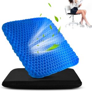 Orthopädisches Sitzkissen, Memory Gel, Steißbeinkissen, Ergonomisches Druckentlastungskissen, Bürostuhl, Rollstuhlsitz, Blau - COMFORTKA