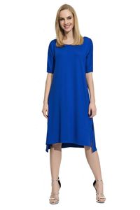 Damen Kleid Asymmetrisch mit Schlitzen; Blau L