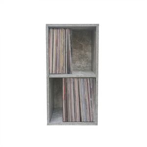 Aufbewahrungsschrank für Vinyl-LP-Schallplatten - 2 Fächer - grauer Beton