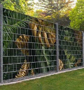 Zaunsichtschutz goldene Dschungelblätter, groesse_zaun:Teil1 - 250x180cm