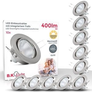 6x/10x LED Einbaustrahler schwenkbar Nickel matt Decken-Spot Einbau-Leuchte GU10