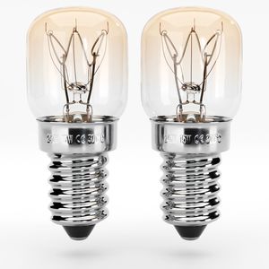ABSINA 2x Backofen Glühbirne 15W E14 - Backofenlampe bis 300 Grad hitzebeständig für Mikrowelle & Salzlampe - Backofen Lampe