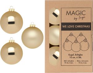 Weihnachtskugeln Glas 10cm 6 Stück - Brokatgold