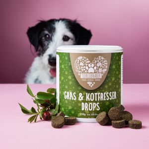 TIERLIEBHABER – Gras- & Kotfresser Drops für Hunde – bei Fressen von Gras & Kot – beruhigt den Magen & reduziert Sodbrennen (350g | ca. 150 Drops)