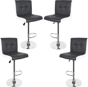 4er-Set Barhocker aus Kunstleder, Höhenverstellbar, 360° frei drehbar Schwarz+Weiß 4er-Set Barhocker aus Kunstleder, Höhenverstellbar, 360° frei drehbar Schwarz+Weiß