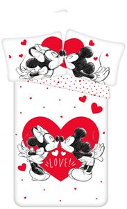 JERRY FABRICS Leinen Mickey und Minnie Love 05 Baumwolle, 140/200, 70/90 cm