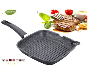 Royalty Line RL-AG24M: Marmorbeschichtete Grillpfanne - 24 cm