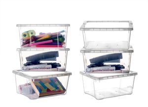6er Set Aufbewahrungsbox mit Deckel - transparente Box aus PP-Kunststoff - 19x14,5x9 cm - stapelbar