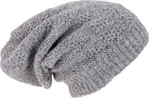 Handgestrickte Lange Beanie Mütze, Gefütterte Wollmütze - Grau, Uni, Wolle, Mützen