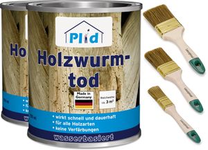 plid Premium Holzwurmtod Holzwurm-Ex Holzschutz Holzwurm Pinsel 1,5l - Anstreichset