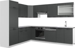 Vicco Eckküche Fame-Line, 227 x 287 cm ohne Arbeitsplatte, Anthrazit Landhaus/Weiß
