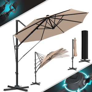 KESSER® Sonnenschirm Ampelschirm SUN Rund XL Ø330 cm Inkl. Abdeckung + Windsicherung 7-Fach Verstellbar Drehbar Neigbar Kippbar Groß 360° Drehbar Gartenschirm mit Kurbel Sonnenschutz UV50+ KESSER® Sonnenschirm Ampelschirm SUN Rund XL Ø330 cm Inkl. Abdeckung + Windsicherung 7-Fach Verstellbar Drehbar Neigbar Kippbar Groß 360° Drehbar Gartenschirm mit Kurbel Sonnenschutz UV50+