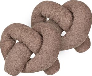BELIANI Dekokissen 2er Set Braun Webpelz mit Füllung 172x14 cm Teddy-Optik Bretzelform Knotenkissen Modern Wohnzimmer Schlafzimmer Ausstattung