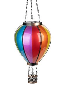 LED Solar Laterne Heißluftballon Windlicht Metallgestell Außenbereich Dekoration Garten Rot Grün