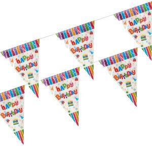 Papstar Wimpelkette bunt Happy Birthday Wetterfest 4m lang