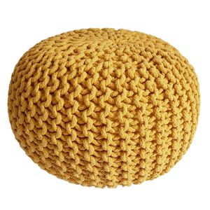 Strickhocker Pouf Sitzpouf Sitzpuff Grobstrick Pouf sonnengelb Ø 45cm