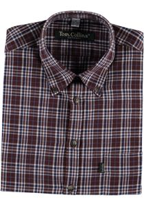 TOM COLLINS Herren Hemd Langarm Freizeithemd mit Button-Down Kragen Skayam, Größe:45/46, Farbe:mittelbraun