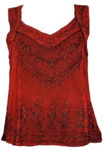 Besticktes Indisches Hippie Top, Kurze Boho-chic Bluse - Rot, Damen, Viskose, Tops & T-Shirts