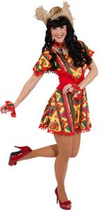 O9426-34-36 rot-bunt Damen Kleid Kostüm Gr.34-36