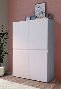 Kommode Rimini Sideboard 90cm weiß grifflos 4-türig