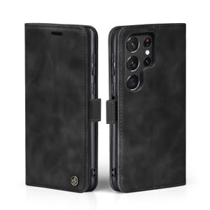 Handy Hülle für Samsung Galaxy S24 Ultra Klapphülle Bookcase Flip Cover Handy Tasche Etui Farbe: Schwarz
