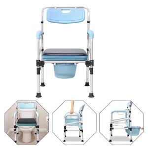 YARDIN Toilettenstuhl Höhenverstellbar Duschstuhl für Senioren Ältere und Behinderte, WC-Stuhl Nachtstuhl Dusch Faltbar Antirutschenden mit Armlehne Rückenlehne und Toiletteneimer, bis 200 kg