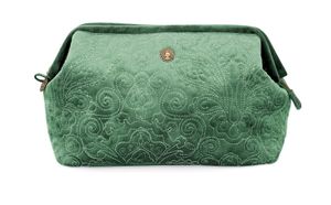 Pip Studio Cosmetic Purse Extra Large Velvet Quilted Green 30x20.7x13.8cm AL