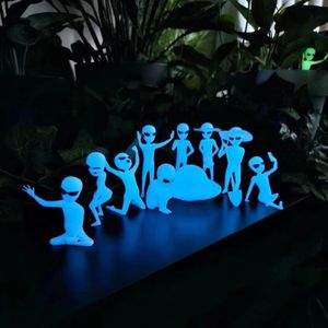 Leap Lustige Alien-Figur für den Garten, niedliches, im Dunkeln leuchtendes Pflanzenzubehör, leuchtende Baumgeister, Miniatur-Leuchtgeist - blaues Licht