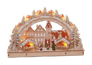 LED Holz Schwibbogen "Weihnachtsmarkt " - 45 x 28 cm - Lichterbogen Weihnachten Advent Winter Tisch und Fenster Deko
