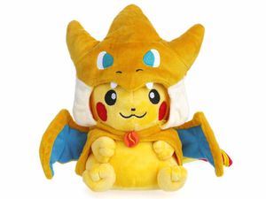 Pokemon Pikachu Plüschtier mit Mega Glurak Y Umhang | Pikazard Kuscheltier | 23cm