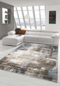 Designer Teppich Moderner Teppich Wohnzimmer Teppich Barock Design Steinmauer Optik in Braun Beige Grau Creme Meliert Größe - 160x230 cm