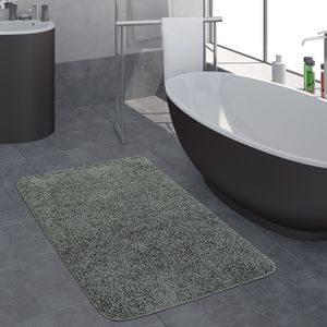 Moderner Badezimmer Teppich Einfarbig Hochflor Badteppich Rutschfest In Grau, Grösse:80x150 cm