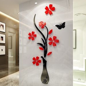 Flower Decal 3D Wandaufkleber Spiegel DIY abnehmbare Kunst Wandbild Home Room Decoration Wandsticker