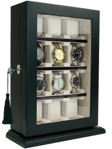 Rothenschild Uhrenvitrine  RS-1100-12BL für 12 Uhren schwarz