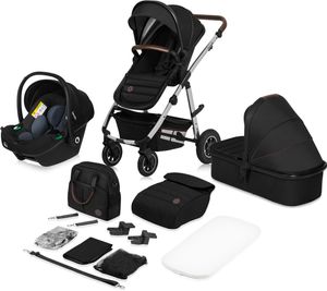 Lionelo Amber - Kombikinderwagen 3 in 1 - Set sportlicher, Sitz, fester Babywanne, Autositz, Tasche, Moskitonetz, Regenschutz - Black Silver Lionelo Amber - Kombikinderwagen 3 in 1 - Set sportlicher, Sitz, fester Babywanne, Autositz, Tasche, Moskitonetz, Regenschutz - Black Silver