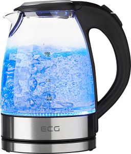 ECG RK 1776 Glass | Rychlovarná konvice | Objem 1,7 l | 1850 – 2200 W | Skryté topné těleso | Modré podsvícení