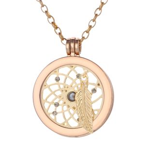 Morella Damen Halskette gold 70 cm Edelstahl mit Amulett und Coin 33 mm Traumfänger gold in Schmuckbeutel