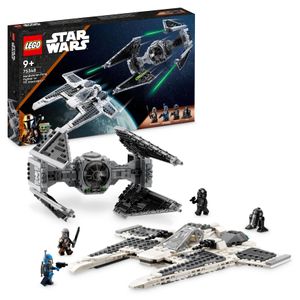 LEGO 75348 Star Wars Mandalorianischer Fang Fighter vs. TIE Interceptor Set, Starfighter Spielzeug zum Bauen für Kinder mit 3 Minifiguren, Droide und Dunkelschwert