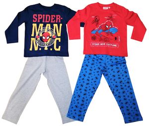 Marvel Spider-Man 2er Set Pyjama Lang Rot/Blau Schlafanzug langarm für Kinder Größe 116