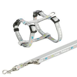 Trixie JUNIOR zestaw dla szczeniaka szelki 23-34cm/8mm + smycz 2,00m/8mm - jasnoszary