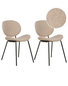 BELIANI Esszimmerstühle 2er Set Taupe aus Bouclé Schwarze Beine Modernes Retro Design für Esszimmer