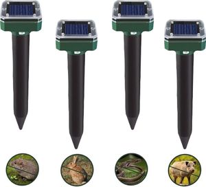 Maulwurfschreck Solar – 4 Stück Mole Repeller, Ultraschall Wühlmausschreck, Mäusevertreiber für Garten