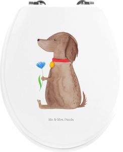 Mr. & Mrs. Panda Motiv WC Sitz Hund Blume - Weiß - Geschenk, Hunde, Tierliebhaber, Toilette, Hundebesitzer, Hundespruch, Klodeckel, Toilettendeckel, WC-Sitz, Hundeliebe