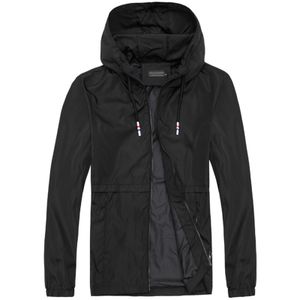Männer Hoodies Mantel Jacke Reißverschluss Outdoor Sports Kapuzen Outwear Mantel Kordelzug,Farbe: Schwarz,Größe:2XL